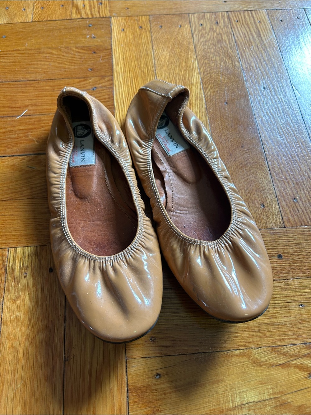 Lanvin Ballet Flats Elastic Edges Nude Size 7.5